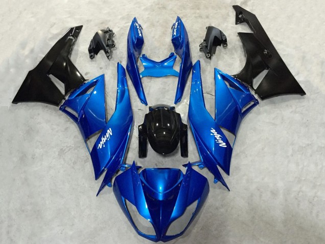Großhandel Kawasaki ZX6R Motorrad Verkleidung 2009-2012 - Blau Glanzendes Schwarz