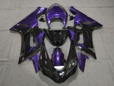 Großhandel Kawasaki ZX6R Motorrad Verkleidung 2005-2006 - Lila Glanzendes Schwarz