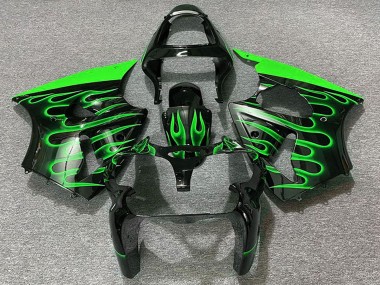 Großhandel Kawasaki ZX6R Motorrad Verkleidung 2000-2002 - Glanzendes Schwarz Grun Flamme