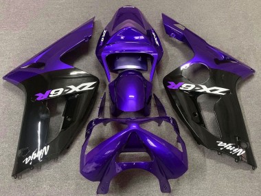 Großhandel Kawasaki ZX6R Motorrad Verkleidung 2003-2004 - Lila Glanzendes Schwarz