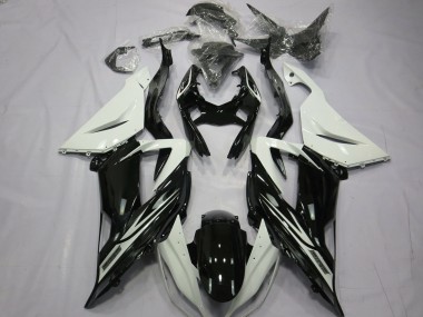 Großhandel Kawasaki ZX6R Motorrad Verkleidung 2013-2018 - Weiss Glanzendes Schwarz
