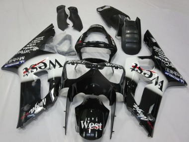 Großhandel Kawasaki ZX6R Motorrad Verkleidung 2003-2004 - Glanzendes Schwarz Weiss West