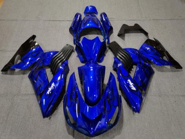Großhandel Kawasaki ZX14R Motorrad Verkleidung 2006-2011 - Blau Schwarz Flamme
