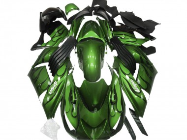 Großhandel Kawasaki ZX14R Motorrad Verkleidung 2006-2011 - Grun Schwarz Flamme