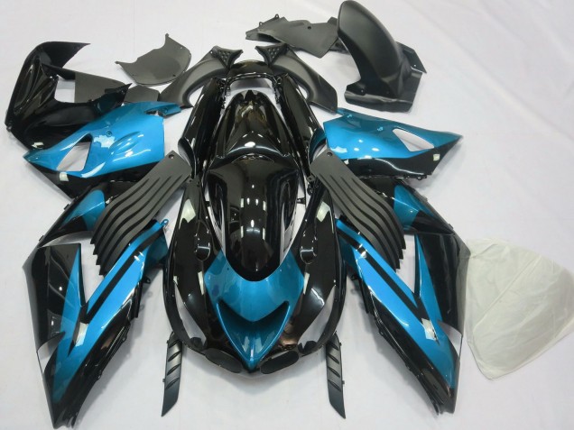 Großhandel Kawasaki ZX14R Motorrad Verkleidung 2006-2011 - Hellblau Glanzendes Schwarz