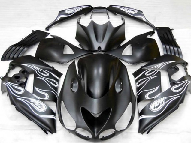 Großhandel Kawasaki ZX14R Motorrad Verkleidung 2006-2011 - Matt Schwarz Silber Flamme
