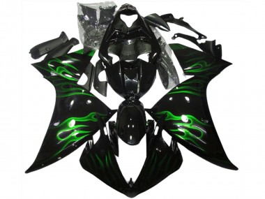 Großhandel Yamaha R1 Motorrad Verkleidung 2009-2011 - Glanzendes Schwarz Grun Flamme