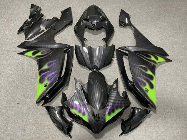 Großhandel Yamaha R1 Motorrad Verkleidung 2007-2008 - Carbonfaser Grun Lila Flamme