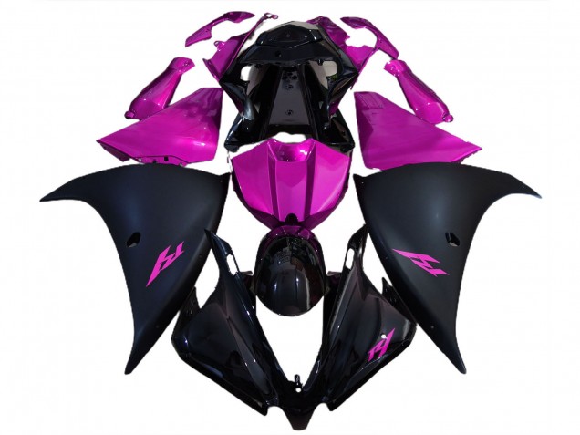 Großhandel Yamaha R1 Motorrad Verkleidung 2012-2014 - Glanzendes Schwarz Matt Schwarz Rosa