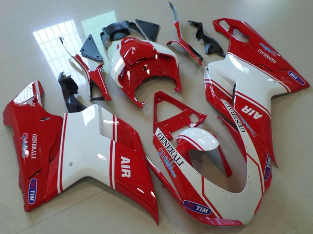 Großhandel Ducati 848 1098 1198 Motorrad Verkleidung 2007-2014 - Rot Weiss Air Generali Tim