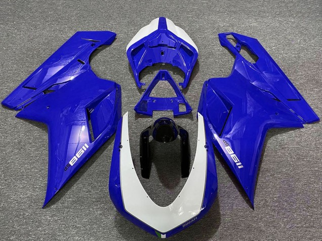 Großhandel Ducati 1198 Motorrad Verkleidung 2007-2014 - Glanzendes Blau Weiss
