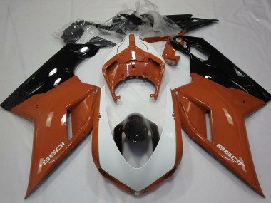 Großhandel Ducati 1098 Motorrad Verkleidung 2007-2014 - Braun Weiss Glanzendes Schwarz