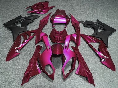 Großhandel BMW S1000RR Motorrad Verkleidung 2009-2014 - Dunkel Rosa Matt Schwarz