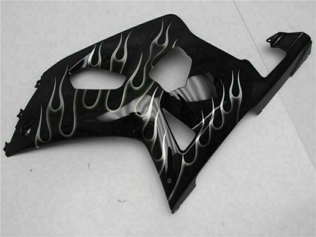 Großhandel Suzuki GSXR 600/750 Motorrad Verkleidung 2001-2003 - Glanzendes Schwarz Silber Flamme