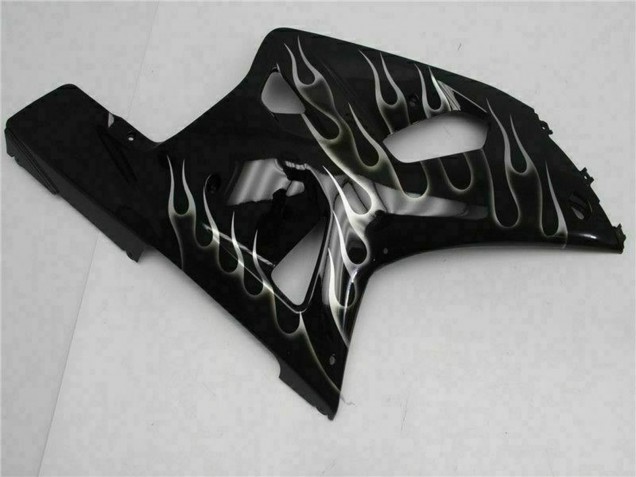 Großhandel Suzuki GSXR 600/750 Motorrad Verkleidung 2001-2003 - Glanzendes Schwarz Silber Flamme
