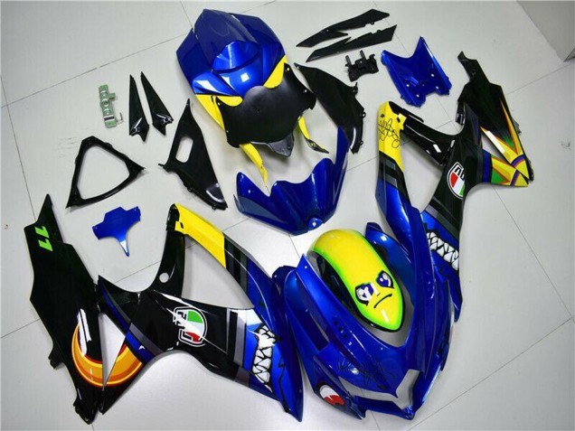 Großhandel Suzuki GSXR 600/750 Motorrad Verkleidung 2008-2010 - Blau Gelb Hai