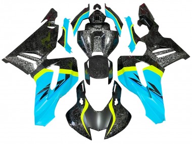 Großhandel Honda CBR1000RR-R Motorrad Verkleidung 2020-2023 - Hellblau Gelb Schwarz Geschmiedet Carbonfaser