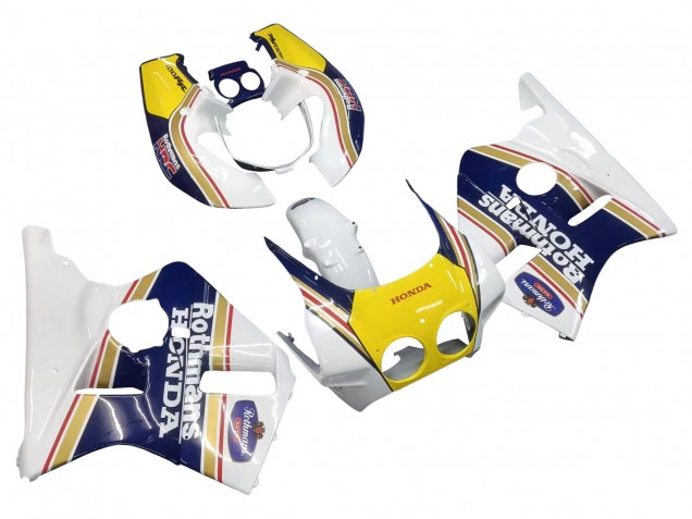 Großhandel Honda CBR400RR NC23 Motorrad Verkleidung 1987-1989 - Weiss Gelb Blau Rothmans