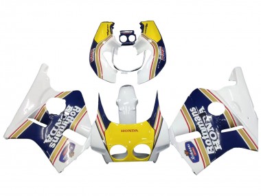 Großhandel Honda CBR400RR NC23 Motorrad Verkleidung 1987-1989 - Weiss Gelb Blau Rothmans