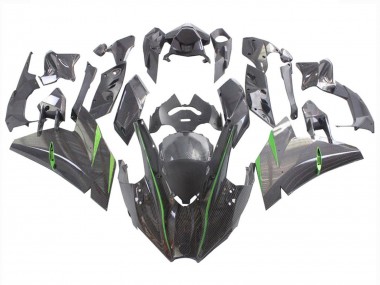 Großhandel Kawasaki Ninja H2 Motorrad Verkleidung 2015-2022 - Schwarzes Carbonfaser Grun