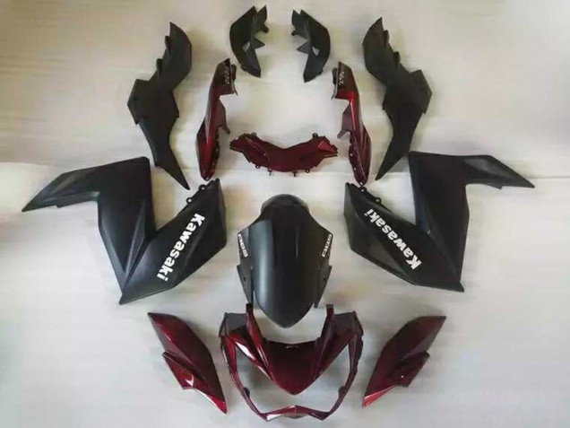 Großhandel Kawasaki Z250/Z300 Motorrad Verkleidung 2015-2016 - Matt Schwarz Kastanienbraun Rot