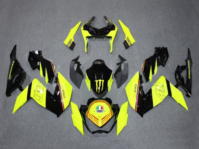 Großhandel Kawasaki Z250/Z300 Motorrad Verkleidung 2015-2016 - Gelb Glanzendes Schwarz Monster