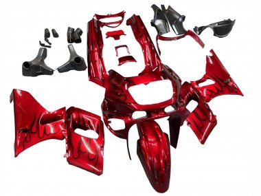 Großhandel Kawasaki ZZR600 Motorrad Verkleidung 1998-2003 - Rot mit Schwarz Flamme