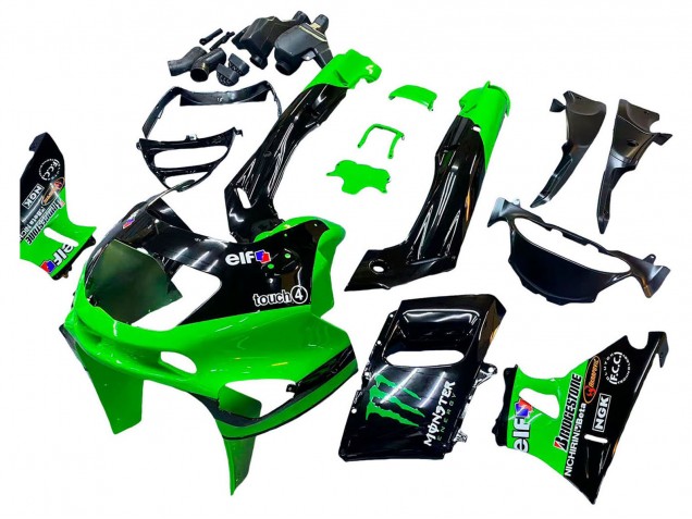 Großhandel Kawasaki ZZR600 Motorrad Verkleidung 1998-2003 - Grun Schwarz Monster Elf
