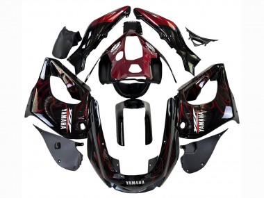 Großhandel Yamaha YZF 1000R Thunderace Motorrad Verkleidung 1997-2007 - Schwarz mit Dunkel Rot Flamme