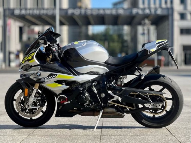 Großhandel BMW S1000RR Motorrad Verkleidung 2023-2024 - Silber Gelb Carbonfaser