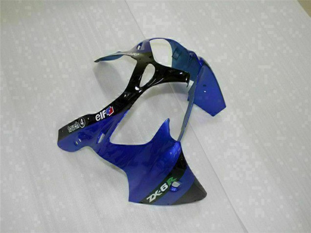 Großhandel Kawasaki ZX6R Motorrad Verkleidung 2000-2002 - Blau Glanzendes Schwarz Elf Bridgestone