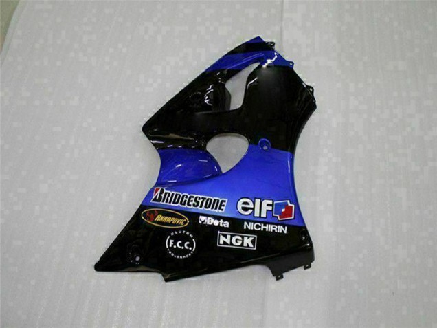 Großhandel Kawasaki ZX6R Motorrad Verkleidung 2000-2002 - Blau Glanzendes Schwarz Elf Bridgestone