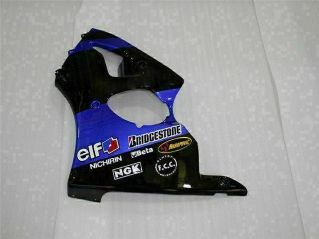 Großhandel Kawasaki ZX6R Motorrad Verkleidung 2000-2002 - Blau Glanzendes Schwarz Elf Bridgestone