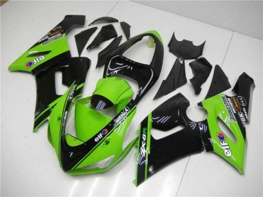 Großhandel Kawasaki ZX6R Motorrad Verkleidung 2005-2006 - Grun Glanzendes Schwarz Elf