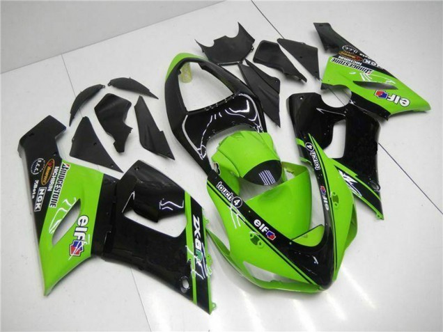 Großhandel Kawasaki ZX6R Motorrad Verkleidung 2005-2006 - Grun Glanzendes Schwarz Elf