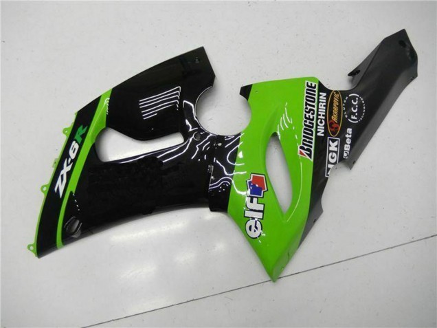 Großhandel Kawasaki ZX6R Motorrad Verkleidung 2005-2006 - Grun Glanzendes Schwarz Elf