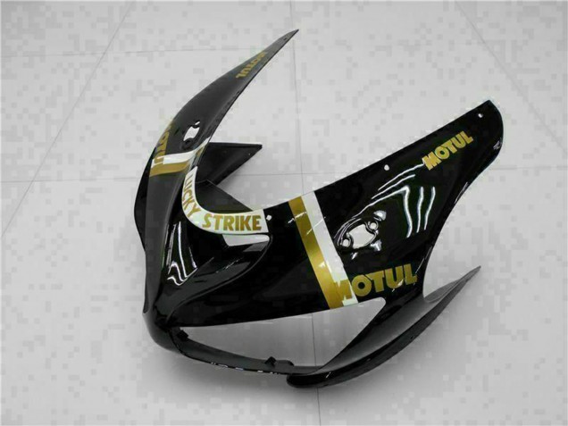 Großhandel Kawasaki ZX6R Motorrad Verkleidung 2005-2006 - Glanzendes Schwarz Weiss Gold Lucky Strike