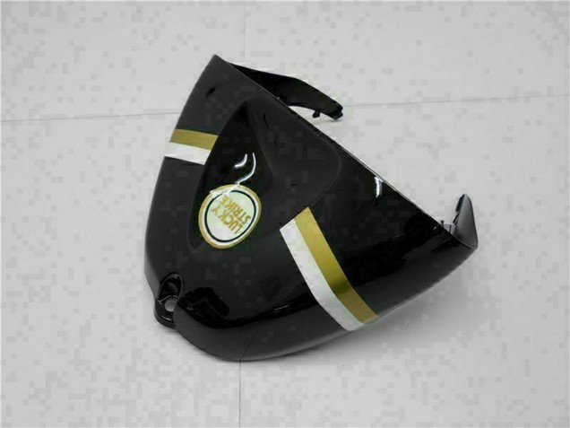 Großhandel Kawasaki ZX6R Motorrad Verkleidung 2005-2006 - Glanzendes Schwarz Weiss Gold Lucky Strike