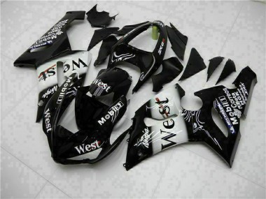 Großhandel Kawasaki ZX6R Motorrad Verkleidung 2005-2006 - Glanzendes Schwarz Weiss West