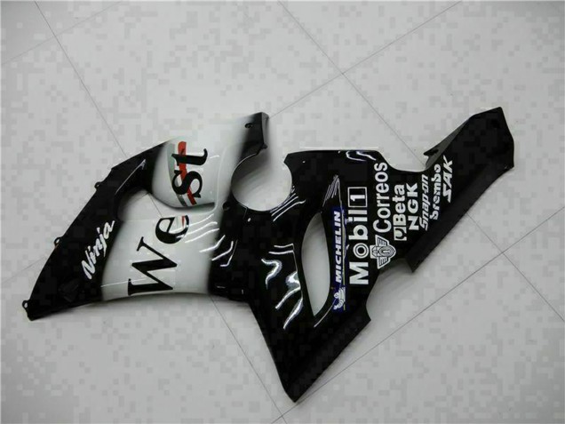 Großhandel Kawasaki ZX6R Motorrad Verkleidung 2005-2006 - Glanzendes Schwarz Weiss West