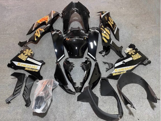Großhandel Kawasaki ZX10R Motorrad Verkleidung 2021-2025 - Glanzendes Schwarz Gold Elf Schnee