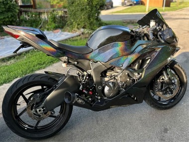 Großhandel Kawasaki ZX6R Motorrad Verkleidung 2019-2022 - Schwarz Regenbogen