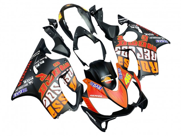 Großhandel Honda CBR600 F4i Motorrad Verkleidung 2004-2007 - Matt Schwarz Orange Rossi