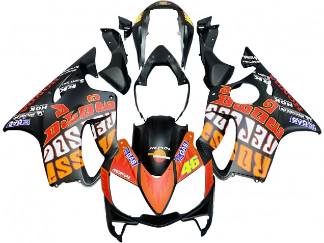 Großhandel Honda CBR600 F4i Motorrad Verkleidung 2004-2007 - Matt Schwarz Orange Rossi