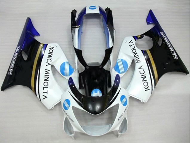 Großhandel Honda CBR600 F4 Motorrad Verkleidung 1999-2000 - Weiss Blau Glanzendes Schwarz Konica Minolta