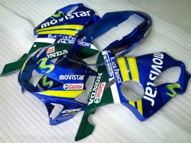 Großhandel Honda CBR600 F4 Motorrad Verkleidung 1999-2000 - Blau Gelb Grun MoviStar Castrol