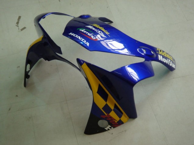 Großhandel Honda CBR900RR 954 Motorrad Verkleidung 2002-2003 - Blau Gelb Glanzendes Schwarz Telefonica MoviStar Castrol