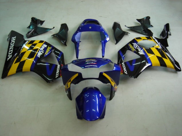 Großhandel Honda CBR900RR 954 Motorrad Verkleidung 2002-2003 - Blau Gelb Glanzendes Schwarz Telefonica MoviStar Castrol