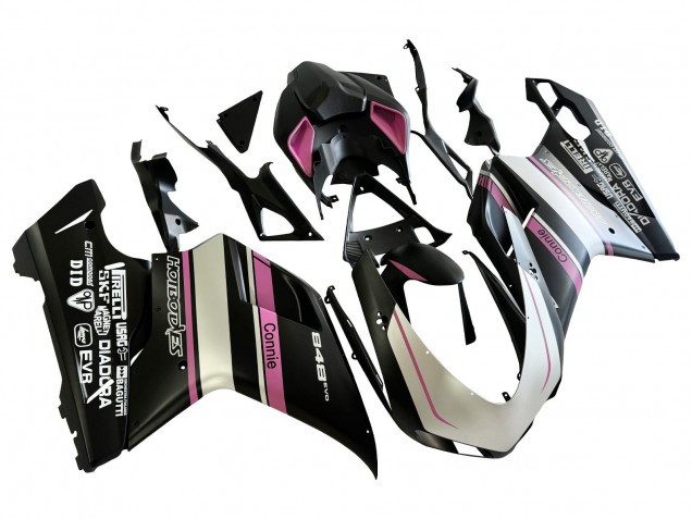 Großhandel Ducati 848 Motorrad Verkleidung 2007-2014 - Weiss Rosa Glanzendes Schwarz Connie