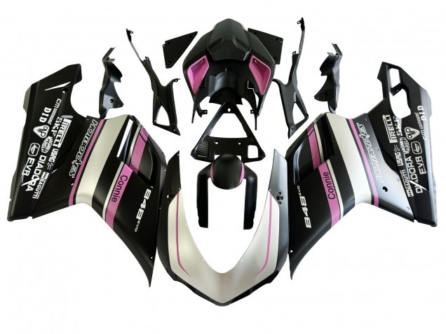 Großhandel Ducati 848 Motorrad Verkleidung 2007-2014 - Weiss Rosa Glanzendes Schwarz Connie